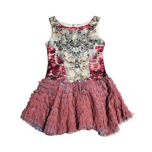 Le Pink girls dress Made in USA Elegant Pink and Cream Kids Ruffled Dress